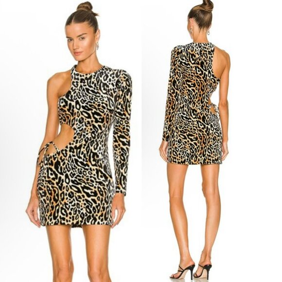 h:ours Shiloh Mini Dress in Leopard - Picture 1 of 12